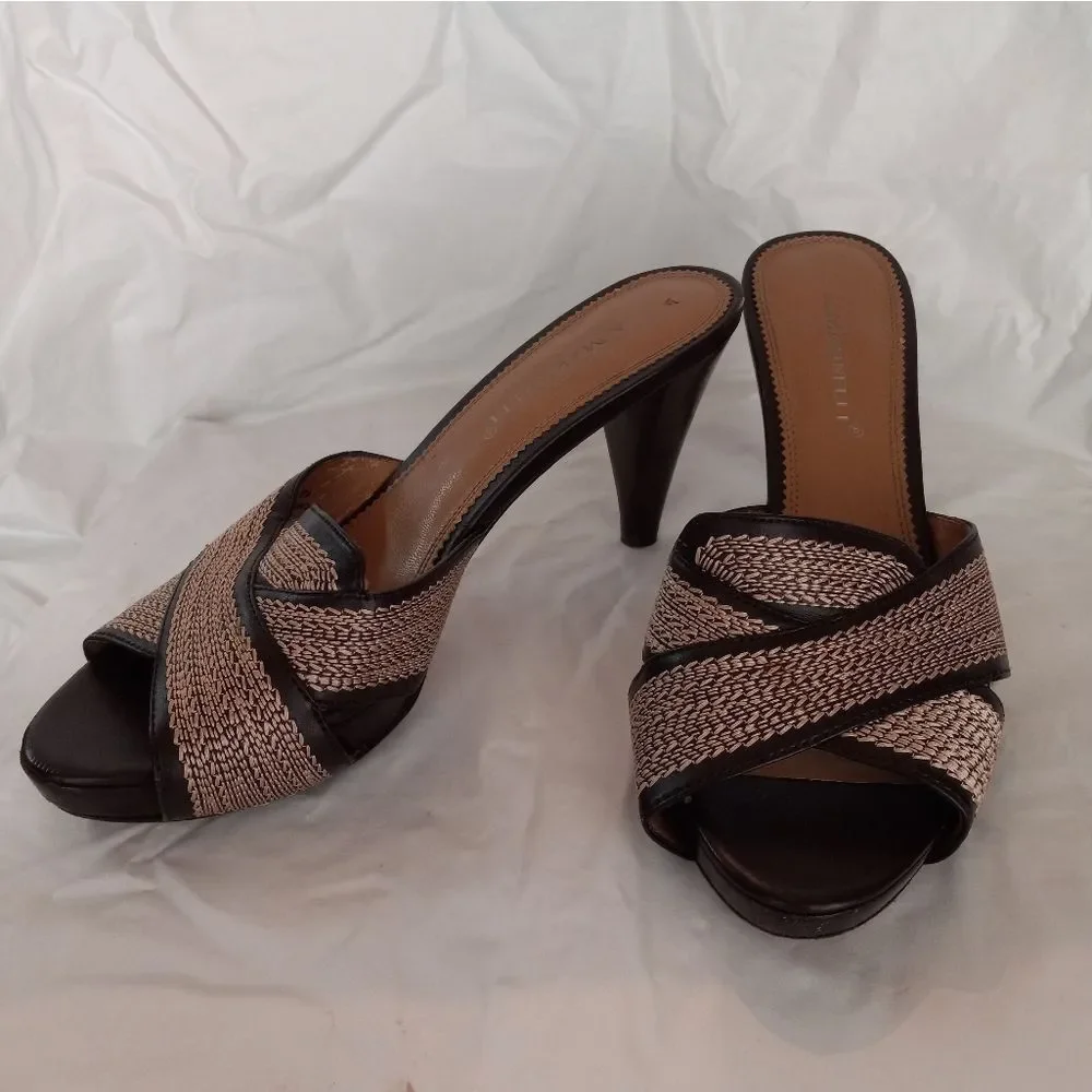 A. Marinelli Size 8M Brown Slides Synthetic Women Sandal Shoes
